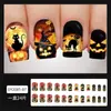 Sombrero de Calabaza Uñas Cortas Portátiles Halloween Murciélago Gato Negro Parche de Arte de Uñas Comercio Exterior Europeo y Americano Parche de Uñas Cara de Fantasma