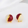 Nuevos Pendientes Cuadrados Redondos Geométricos de Contraste con Goteo de Aceite Retro Elegantes Simples de Gama Alta Exquisitos para Mujeres Literarios y Artísticos
