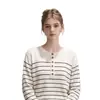 Suéter de punto a rayas de manga larga estilo francés para mujer, una capa interior elegante y única para primavera y otoño, un top de jersey