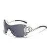Gafas de sol de una sola pieza europeas y americanas nuevas y de moda para mujer, diseño de patrón de serpiente de alta gama, gafas de sol sin montura con borde cortado