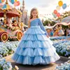 Fiesta de Cumpleaños Infantil Europea y Americana Halloween Navidad Día del Niño Vestido Largo de Princesa Vestido de Noche de Actuación