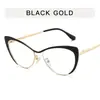 Montura de Media Montura Ojo de Gato Espejo Plano Anti-Luz Azul Montura de Acero y Cuero Personalizada Transfronteriza para Mujer Gafas de Montura Lisa Retro de Moda