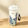 Taza térmica muy elegante para viajes y uso en la oficina, revestimiento interior de acero inoxidable 316, opción de doble bebida, con correa de asa, personalizable, taza de café al por mayor