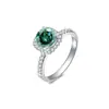 Anillo de Moissanita Femenino 1 Quilate Cobre Puro Chapado en Platino Anillo de Diamante Cuadrado Princesa Diamante Azul Verde Cristal Anillo de Boda