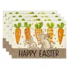 Mantel de Pascua transfronterizo lino patrón de huevo conejo impreso mantel de mesa fiesta atmósfera festiva vajilla decorativa
