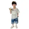 Conjunto Corto de Moda para Niños 2026 Verano Nueva Moda Cuello Redondo Ropa Infantil Versátil Casual Conjunto de Dos Piezas Moderno