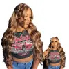 Peluca Amazon para Mujeres Europeas y Americanas Cabello Castaño con Mechas Rizado Olas Grandes Pelucas Venta Caliente Transfronteriza Color Piano Cabello Largo Rizado