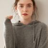 Camisa de punto de cachemira para mujer, nueva, de otoño e invierno, de manga larga, holgada y cálida, con capucha suave y cerosa, agradable para la piel y con cordón ajustable.