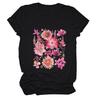 Amazon Cross-Border Rosa Floral Verão Novo Camiseta Feminina de Manga Curta Tamanho Grande Atacado