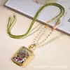Nuevo Collar Estilo Chino con un Fresco Colgante de Ágata Blanca, Cordón para Colgante de Jade Thangka Tejido a Mano, Cadena de Cuentas con Cierre Universal
