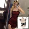 Talla extra sexy de tirantes verano bar discoteca top de tubo falda de tirantes de malla base interior abertura vestido ajustado