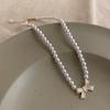 Collar de Perlas Retro Francés de Alta Gama para Mujer Nicho Elegante Simple Elegante Cadena de Lana Accesorios de Hada Suave