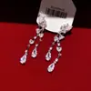 Brincos de Franja Coração de Zircônia Suaves e Ultra Brilhantes Estilo Francês, Brincos Versáteis Elegantes e Delicados, Brincos de Luxo Leve e de Alta Qualidade para Mulheres