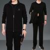 Traje Esportivo Masculino de Meia-idade Roupa Casual Masculina de Primavera e Outono Terno Esportivo de Três Peças para Pai