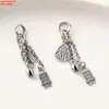 Plata de Ley S925 Abanico Flor de Caqui Calabaza Hoja de Loto Borla Colgante Retro Viejo Material Hecho a Mano DIY