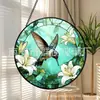 Colgante de Cristal de Color Flor de Colibrí Adorno de Vidrio para el Hogar Decoración de Ventana Atrapasoles para el Jardín
