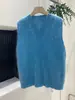 Colete Tricot Gola V Escovado de Lã Cashmere para Mulheres, Início do Outono 2026, Suéter sem Mangas para Camadas para Mulheres