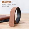 Fabricante Mayorista de Guangzhou Cinturón Casual de Cuero para Hombre de 3.8cm con Patrón de Lichi Sin Hebilla, Listo para Entrega Inmediata