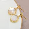 Aretes Vacíos de Concha de Perla Rellenos de Oro de 14K Nacional Aguja de Plata S925 Elegantes Simples y Versátiles DIY