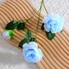 Flor simulada de casamento peônia de 3 cabeças rosa ocidental buquê de teto decoração de caminho flor artificial de casamento em casa