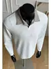 Camisa polo de manga larga con estampado de pata de gallo estilo old money para hombre, polo texturizado de otoño, sudadera de corte holgado