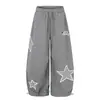 Pantalones Anchos de Estilo Americano con Bordado de Estrellas y Lunares por Todas Partes para Mujer, Verano Sueltos y Relajados con Caída, Estilo Baile Casual Largos