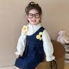 Traje de falda de peto de mezclilla de primavera para niñas 2025 nuevo vestido para niños falda occidental coreana para bebé primavera y otoño