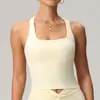 Otoño Invierno Transfronterizo Cepillado Letras Hermosa Espalda Chaleco Deportivo Ajustado de Mujer Secado Rápido Casual Running Fitness Top Ropa de Yoga