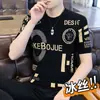 Camiseta de manga corta de seda helada de alta calidad para hombre, venta al por mayor de fábrica, nueva moda de verano 2024, camiseta casual de manga media con cuello redondo para hombre