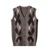 Suéter Cardigan Masculino Inverno Manga Longa Botão Único Malha Roupa Masculina Jaqueta de Tricô Jacquard Engrossada Roupa de Pai