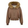 Moda Otoño 2025 Versátil Sudadera Chaqueta con Cuello de Piel Desmontable Forro Polar Casual Holgada Corta para Mujer