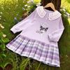Vestido Sudadera para Niña Otoño Nuevo Infantil Casual Estilo Occidental Primavera y Otoño Moda Bebé Lindo Dibujo Animado Vestido Plisado