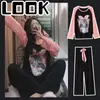 Pijama para Mujer Primavera y Otoño Nuevo Estilo Manga Larga Delgado Talla Grande Lindo Dibujo Animado Conjunto de Dos Piezas Casual Ropa para el Hogar Se Puede Usar Afuera