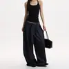 Pantalones Casuales de Pierna Ancha Sueltos Versátiles Largos, Estilo Retro Americano, Corte Limpio, Caída Suelta, Adelgazantes para Mujer, Modernos
