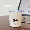 Nuevo Taza de Agua Portátil con Popote de Chica Linda de Alto Valor Estudiante Simple Nicho Diseño No Común Termo de Gran Capacidad