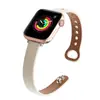 Adecuado para iWatch Apple S10 Huawei Xiaomi S4 Bloques de Color Piel de Vaca Genuina Gt6 Cintura Pequeña Botón de Presión Doble Correa de Reloj