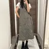Vestido Chaleco Funcional con Cremallera Talla Plus para Mujer, Vestido de Tirantes Adelgazante para Otoño para Figuras Petite con Sentido del Diseño