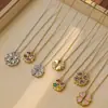 Collar para Mujer, un Corazón a Corazón de Dos Usos que se Abre y Cierra Flor de Cuatro Hojas Moda Corazón Plegable Cadena para Clavícula Venta al por Mayor Estilo Lujo Ligero