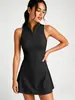 Venda Quente Transfronteiriça Vestido de Tênis Sem Mangas com Zíper Meio e Gola Alta Feminino com Shorts de Segurança Embutidos Vestido Esportivo Saia de Golfe