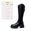 Botas Longas Femininas 2026 Nova Coleção Outono Sola Grossa Corte em V Marrom Acima do Joelho Botas que Aumentam a Altura para Pessoas Baixas com Panturrilhas Largas