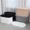 Taburete Plegable de Terciopelo Redondo para el Hogar, Taburete para Cambiar Zapatos, Taburete de Almacenamiento Multifuncional para Artículos Varios, Taburete Plegable de Almacenamiento con Botones de Terciopelo Teddy