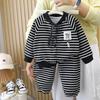 Conjunto Infantil Outono Novo Cardigan Casual para Meninos Moletom Roupa Infantil Duas Peças Manga Longa para Meninas Outono Crianças