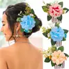 Peine para el cabello con flor de peonía de venta caliente transfronteriza de Hawái, Accesorios para el cabello estilo vacaciones en la playa junto al mar, Peine tridimensional de flor simulada para mujer
