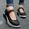 Zapatos para mujer con amortiguación de aire, zapatos de balanceo, zapatos deportivos blancos poco profundos para exteriores, zapatos de enfermera, zapatos versátiles de suela gruesa