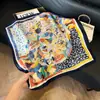 Pañuelo de Seda 70 Cuadrado Moda Coreana de Alta Gama Versátil Profesional Seda Sintética Pequeño Pañuelo de Cuello Estampado Retro Pañuelo de Seda para Mujer