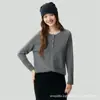 Nuevo Suéter de Punto Holgado de Cuello Redondo para Mujer Otoño 2026, Manga Larga de Color Sólido, Top de Estilo Casual Perezoso, Mezcla de Lana