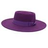 Gorro de Cachemira Estilo Coreano Transfronterizo, Versátil Gorro de Cúpula con Lazo, Ala Ancha Convexa, Sombrero de Fieltro de Lana de Moda Casual