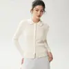 Cardigan de cachemir con solapa para mujer, suéter abrigo de punto de un solo botón y manga larga, nuevo para otoño e invierno, color liso, estilo de punto para ir al trabajo