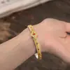 Pulsera Abierta Ruyi de Trébol de Cuatro Hojas Esmaltada en Oro Plata Pura 9999 Plata de Ley Nuevo Estilo Chino Estilo Nicho Estilo Nacional Regalo para Novia