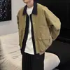 Jaqueta de trabalho estilo japonês com lapela, falsa peça dupla para homens, outono e inverno, jaqueta jeans solta patchwork casual versátil de alta qualidade